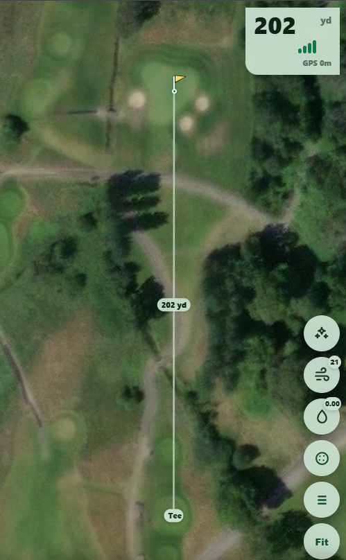 My Golf Hub GPS tracker with live yardage, target line and round controls